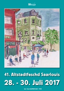 Unser Foto zeigt die Titelseite des Programmheftes des 41. Altstadtfestes. das Bild wurde von Birte Stenmetz gemalt von der auch das Foto stammt